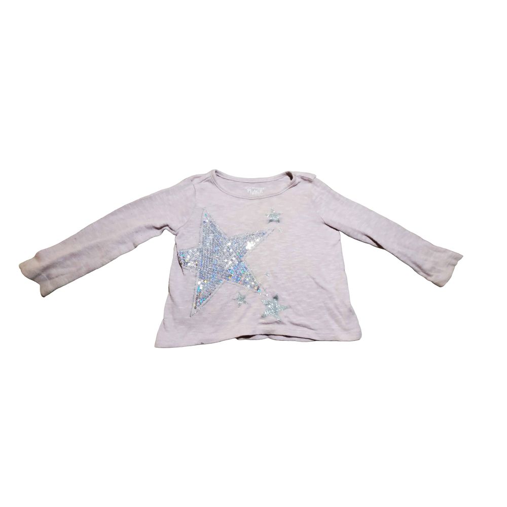 Winter pink silver sequin star long sleeve shirt baby girl size 18-24m